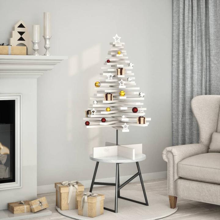 Actual product image VidaXL Christmas tree wood Christmas tree decoration wooden tree white 100cm solid pine wood