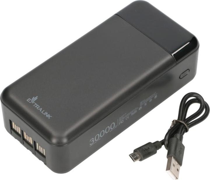 Actual product image Extralink EX.19522 power bank Lithium Polymer (LiPo) Black (30000 mAh, 22.50 W, 111 Wh)