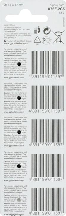 Image du produit GP Batteries Pile A76 (LR44) - 5 pièces (5 pcs, LR44, 105 mAh)