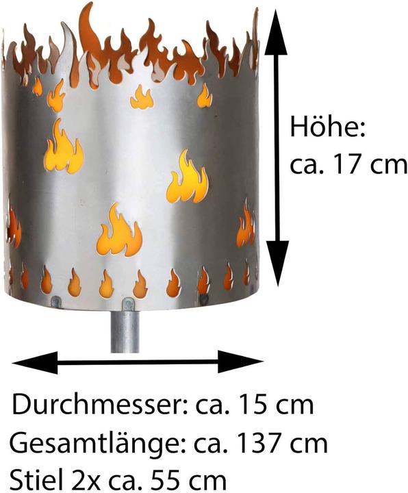 Immagine prodotto Novaliv Gartenfackel Flamme Feuerschale Metall mit Stiel Brennmittel Solarlampe LED