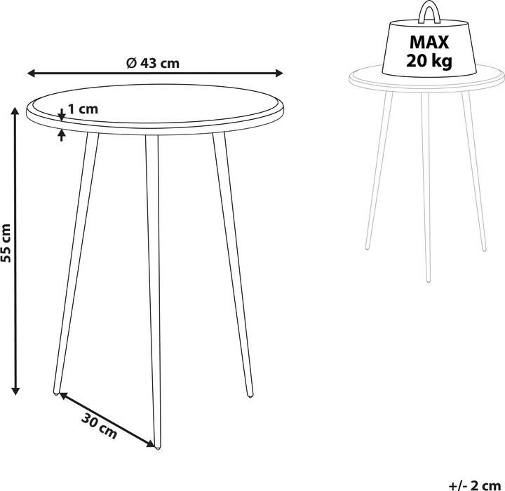 Productafbeelding Beliani Bijzettafel zilver / zwart rond ⌀ 43 cm TELFER