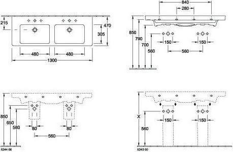Produktbild Villeroy & Boch V&B Schrank-Doppelwaschtisch SUBWAY 2.0 1300x470mm, mit ÜL we (470 mm, 1300 mm)
