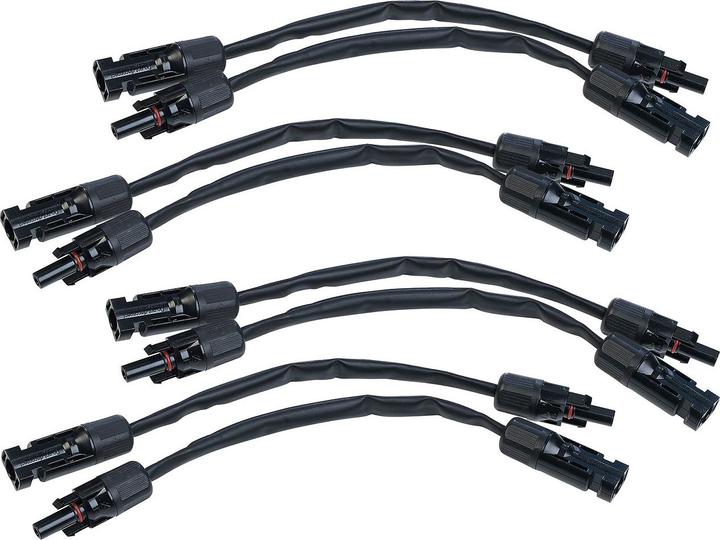 Actual product image Revolt Set of 8 weatherproof, extra-flat solar cables, for feed-through, MC4-compatible, 35 cm (Solar cable)