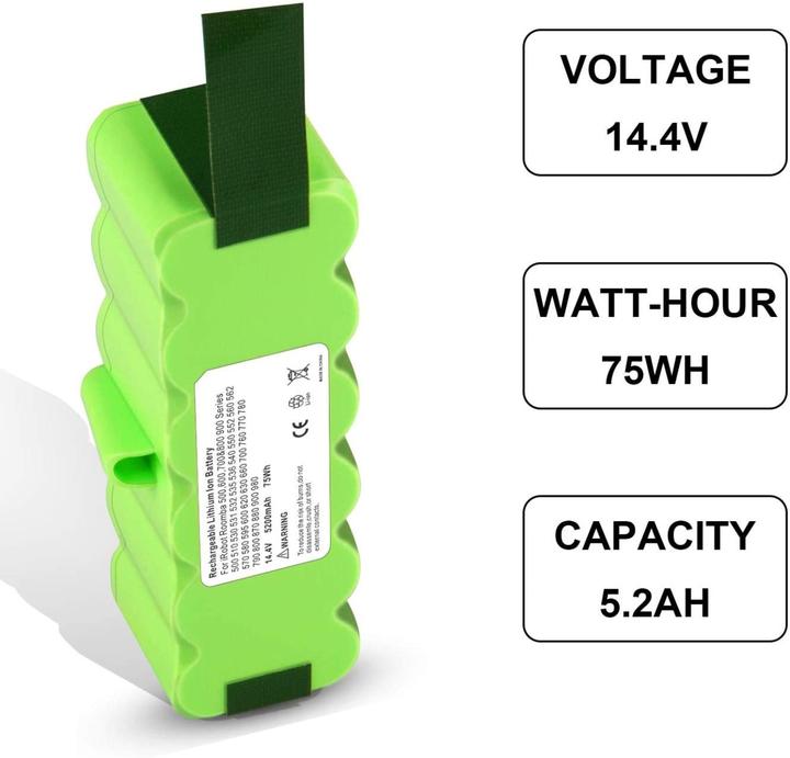 Immagine prodotto Acconic Batteria 5200mAh f. Roomba iRobot 660 665 670 671 675 696 681 790 866 886 896 Scooba 450