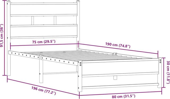 Produktbild VidaXL Metallbett Bett Lattenrost Doppelbett Bettgestell ohne Matratze 140x200cm (140 x 200 cm)
