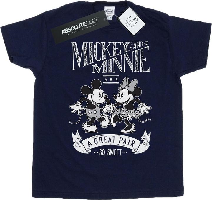 Actual product image Disney Womens/Ladies Mickey And Minnie Mouse Great Pair Cotton Boyfriend T-Shirt (S)