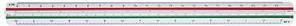 Actual product image Staedtler Mars 561 98-2BK triangular scale, white plastic, coloured fillets, embossed graduation (33 mm)