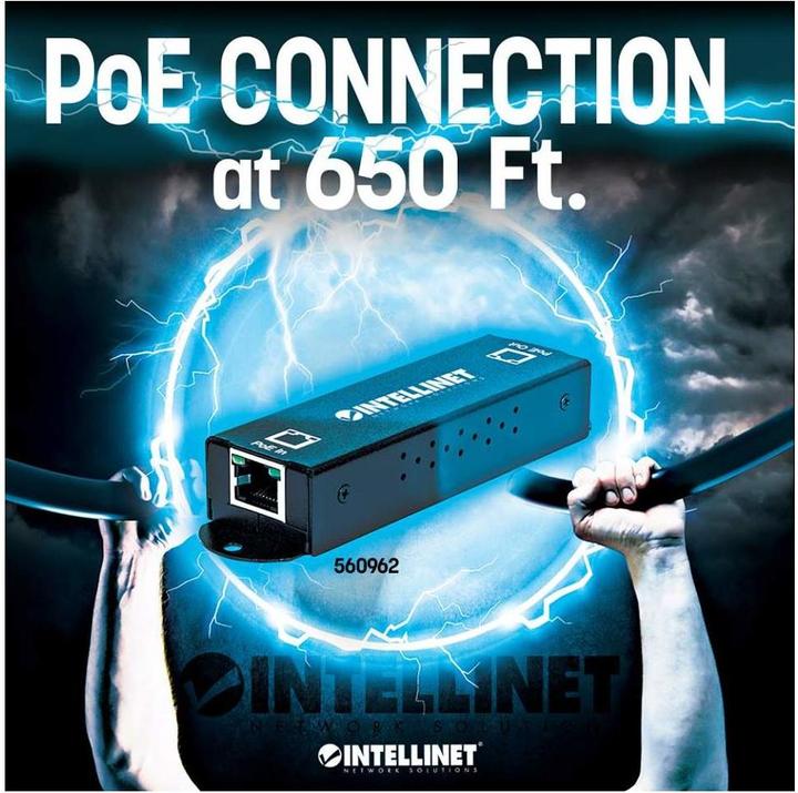 Actual product image Intellinet 1-Port Gigabit High-Power PoE/PoE+ Extender Repeater, IEEE 802.3at/af, Metal (2 Ports)