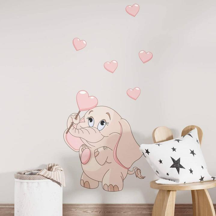 Actual product image Trenddeko Baby elephant with hearts (75 x 100 cm)
