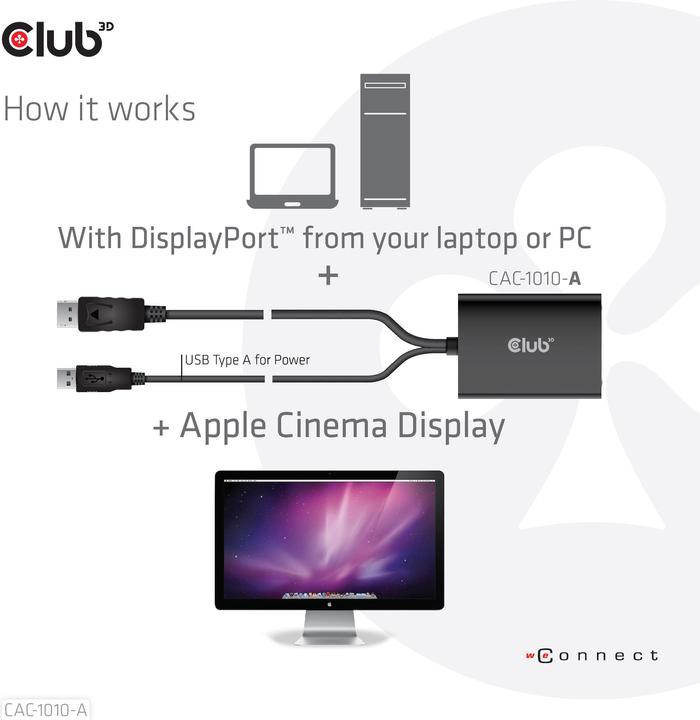 Actual product image Club 3D DisplayPort to Dual Link DVI-D HDCP OFF (DVI, 60 cm)
