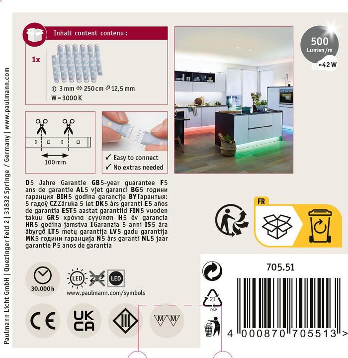 Image du produit Paulmann MaxLED 500 Stripe (RGBW, 250 cm, Intérieur)
