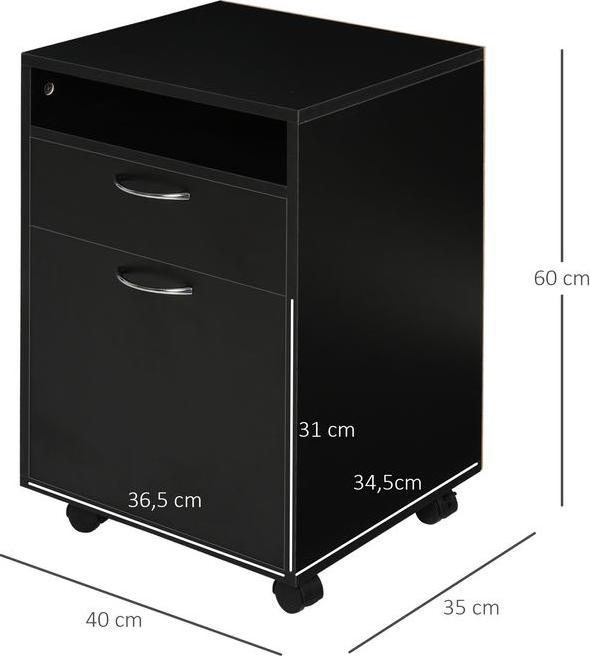 Produktbild Swisshandel24 Rollcontainer Schubladencontainer Container, 1 Fach, 1 Regal, 1 Schublade, 40cmx3cmx60cm, Schwarz (40 x 35 x 60 cm)