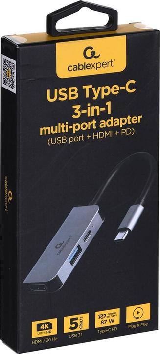 Actual product image Gembird Multi Port Adapter USB Type C (USB-C, 3 Ports)