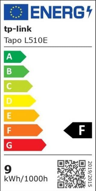 Label énergétique TP-Link Tapo L510E (1-pack) (E27, 8.70 W, 806 lm, 1 x, F)