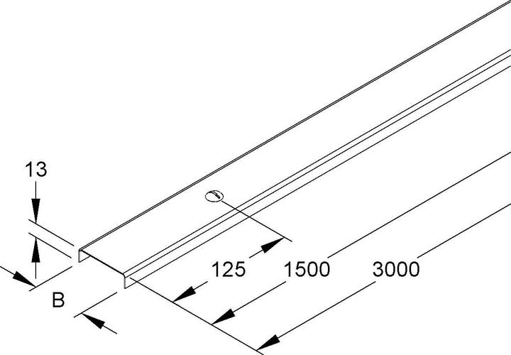 Niedax NIE RDV50 Couvercle pour mini-goulotte 50x3000mm T0,75mm avec bande de renfort (Trou de câble, 300 cm)