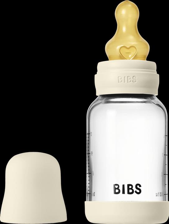 Bibs - Glass Baby Bottle Round Latex Slow Flow - Ivory - 120 ml (120 ml)