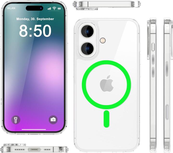 Image du produit Nalia Étui rigide transparent, anneau MagSafe S'illumine dans le noir (Apple iPhone 16)