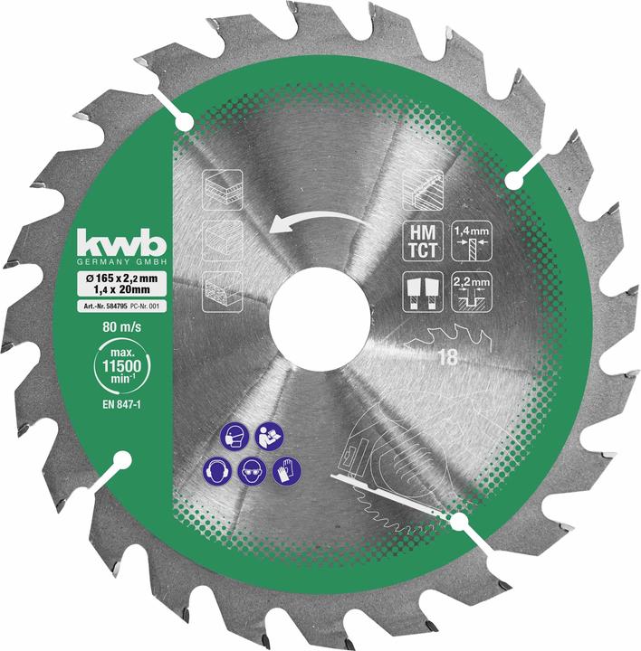 Actual product image kwb 584795 Circular saw blade set 165 x 16 mm 1 pc.