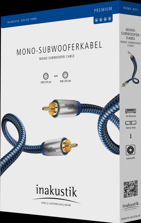 Image du produit Inakustik Câble de subwoofer mono de qualité supérieure (3 m, RCA)