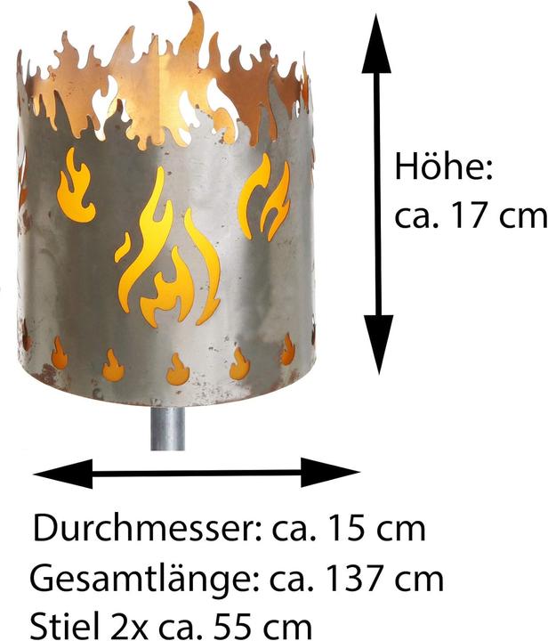 Produktbild Novaliv Gartenfackel Feuer Feuerschale Metall mit Stiel Brennmittel Solarlampe LED
