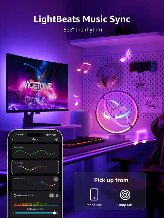 Actual product image Lepro TB1 Smart LED Tischlampe 14W mit Music Sync