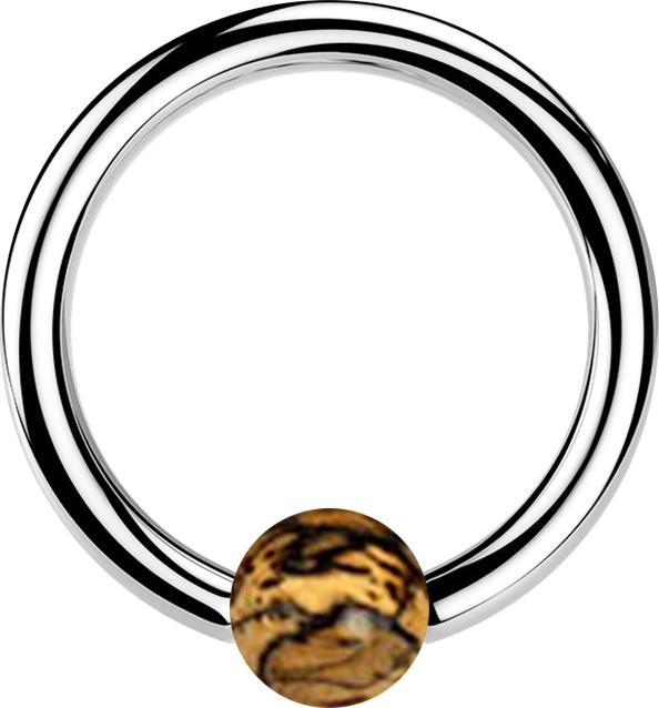 Actual product image Star Piercing Micro Ball Closure Ring silver with Tamarind Wood Ball light (Organic, Surgical steel 316L, without brass)