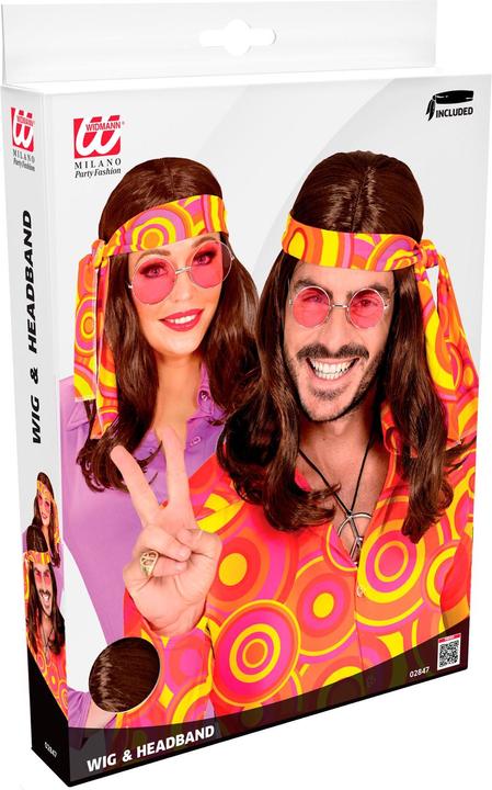 Immagine prodotto Widmann Parrucca Disco Fever anni '70 Marrone con fascia Unisex
