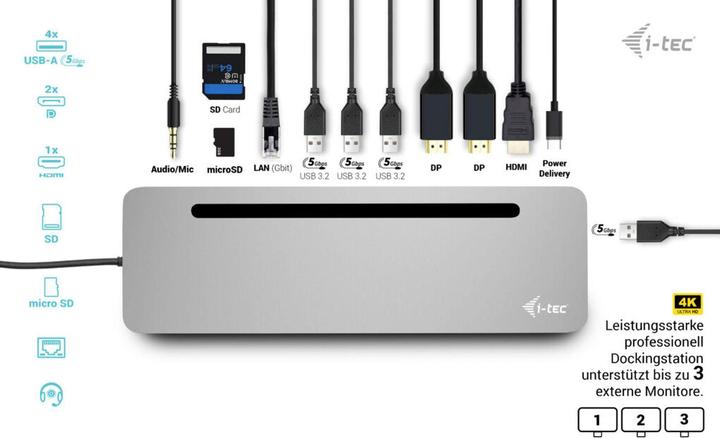 Produktbild i-tec USB-C Metal Ergonomic (USB-C, 11 Ports)