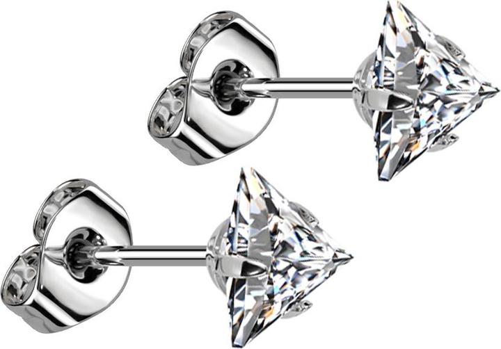Star Piercing Ohrstecker silber mit dreiecks Kristall silber (Chirurgenstahl 316L, ohne Messing)