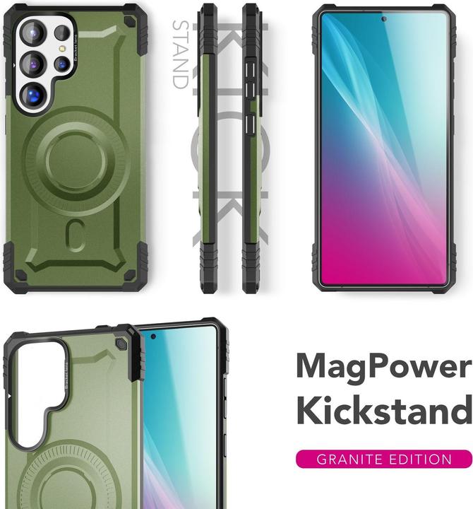Produktbild Nalia Granite - Armor Panzer Hülle mit MagSafe Ring und Ständer - Military Hardcase (Samsung Galaxy S25 Ultra)