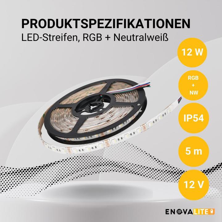 Produktbild Enovalite LED-Streifen (Neutralweiss, 500 cm, Indoor, Outdoor)