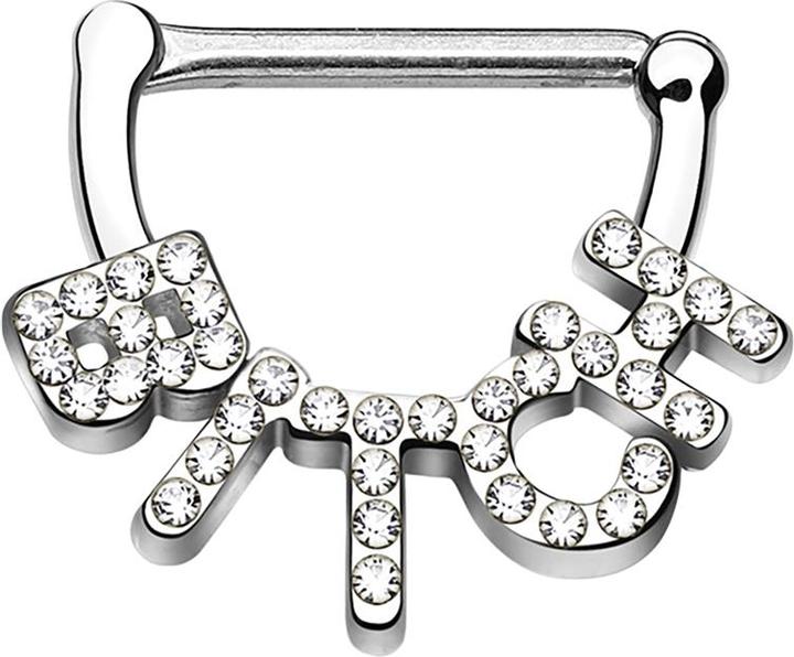 Star Piercing Barbell Clicker silber Bitch (Chirurgenstahl 316L, Messing)