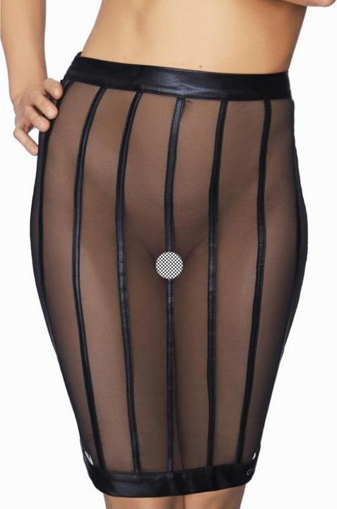 Actual product image 7 Heaven Wetlook and Mesh Striped Pencil Skirt (L)