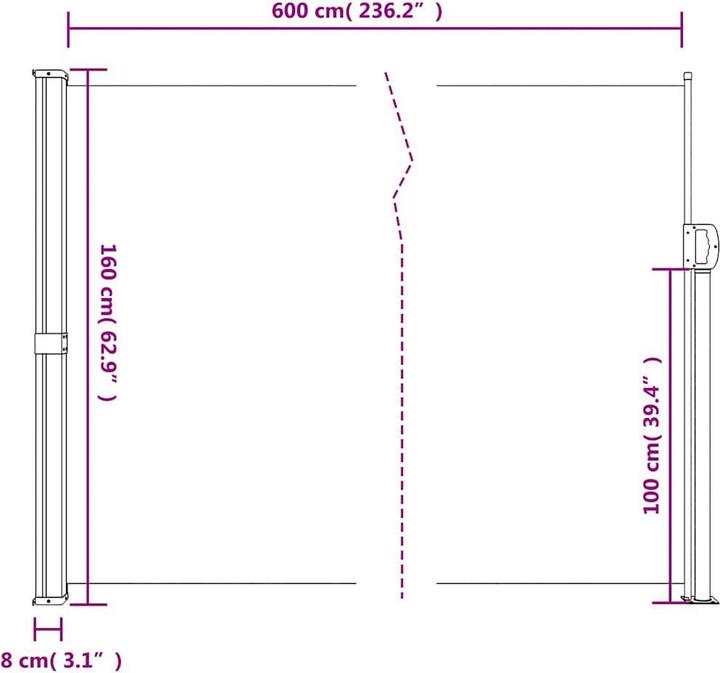 Produktbild VidaXL Seitenmarkise Ausziehbar (1.60 m)
