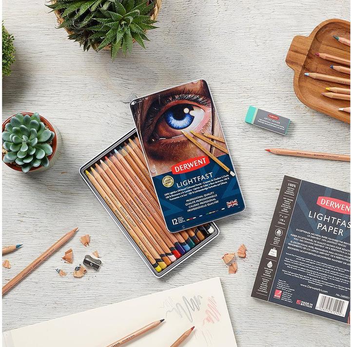 Actual product image Derwent Lightfast coloured pencils, 4 mm, multicoloured, 12 pieces (Multicoloured, 12 x)
