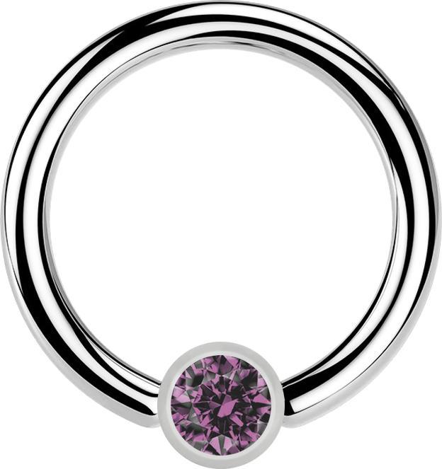 Immagine prodotto Star Piercing Anello con chiusura a sfera in argento e cristallo viola chiaro (senza ottone, Acciaio chirurgico 316L)