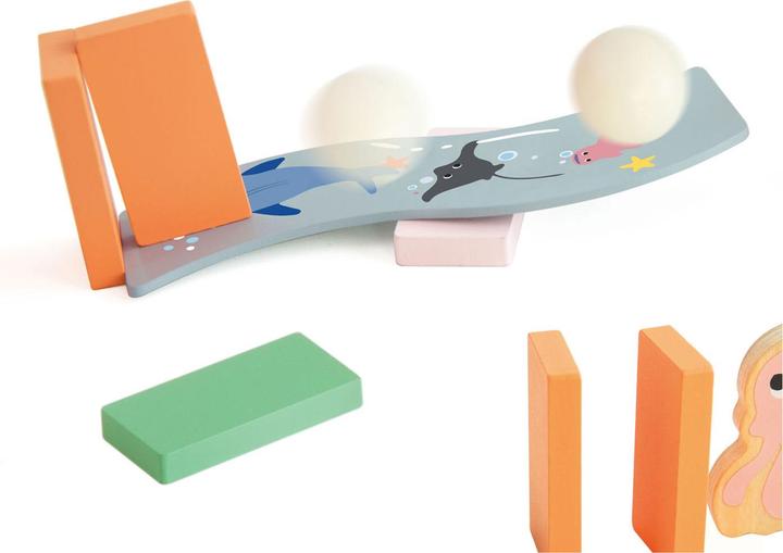 Actual product image Classic World Domino-Ozean aus Holz, 100 Stück.