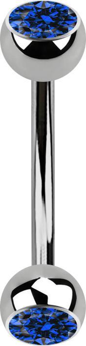 Actual product image Star Piercing Banane silber mit zwei Kugeln Kristall dunkelblau (without brass, Titanium G23)