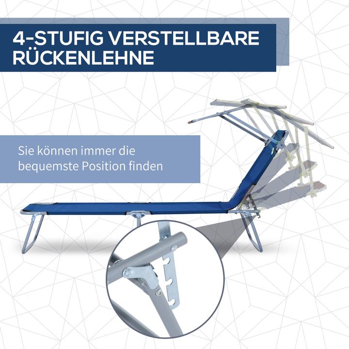 Produktbild Outsunny Sonnenliege mit Sonnenschutz (187 cm)
