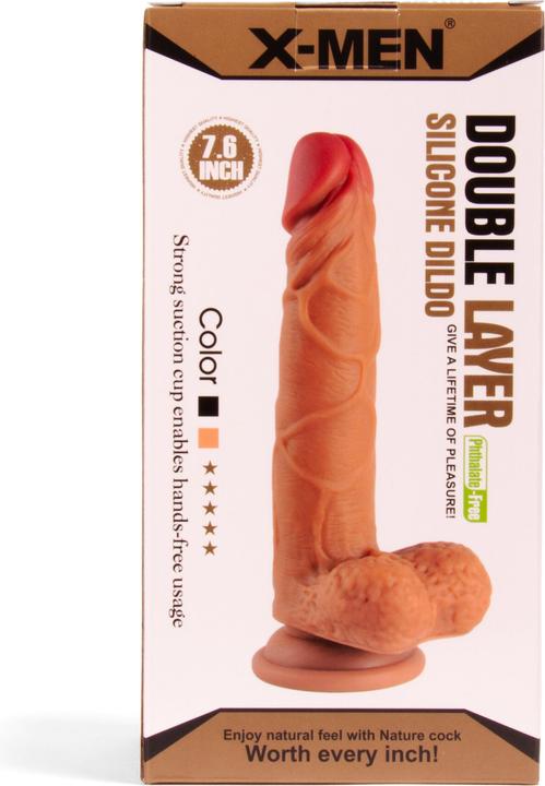 Produktbild Wicked XMEN 7.6 Zoll Double Layer Silikon Dildo Braun