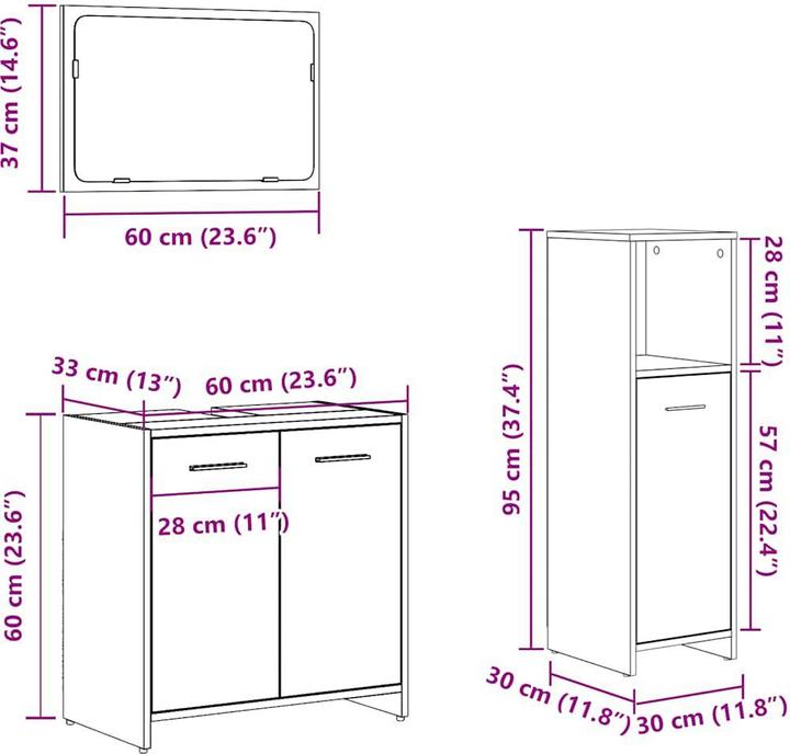 Immagine prodotto VidaXL 3-tlg. Badmöbel-Set Artisan-Eiche Holzwerkstoff