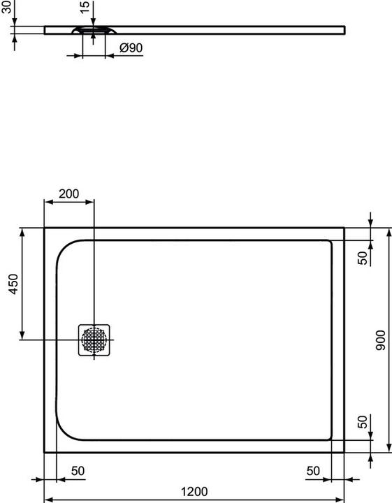 Actual product image Ideal Standard Ultra Flat S rectangular shower tray 1200x900mm K8230