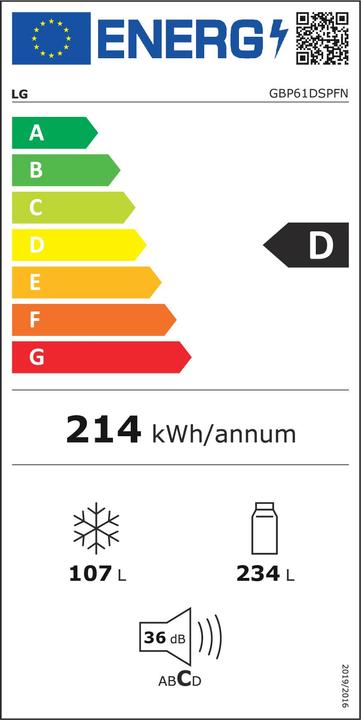 Energie-Label LG Kühl GefrierkombinationNo Frost, Inox Dark Graphite, D (341 l)