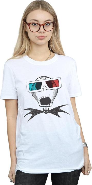 Actual product image Disney Womens/Ladies Nightmare Before Christmas Jack Skellington 3D Glasses Cotton Boyfriend T-Shirt (4XL)