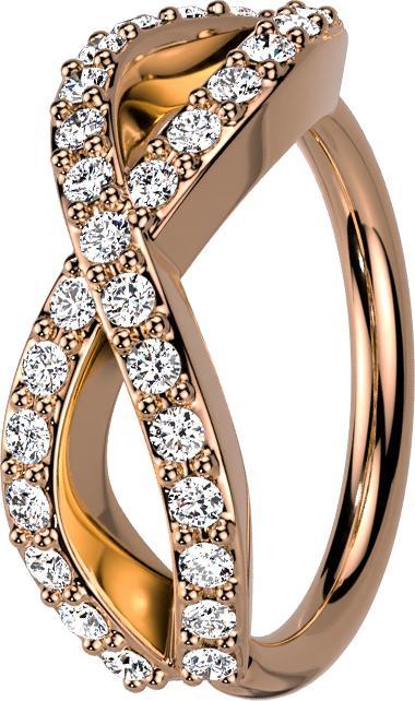 Star Piercing Micro Piercing Ring rosegold Unendlich mit Kristallen (Messing)
