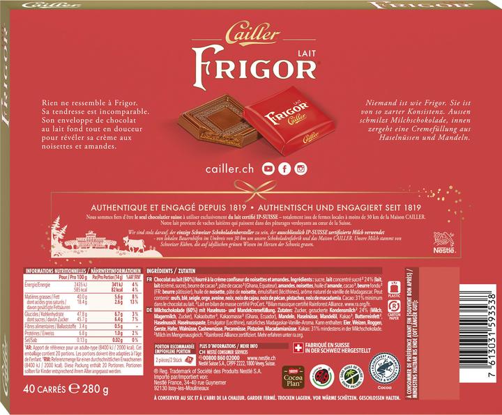 Produktbild Cailler Frigor Carrés Milchschokolade gefüllt 40 Stück (280 g)