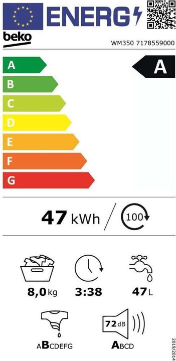 Energie-Label Beko Waschmaschinen (9 kg, Links)
