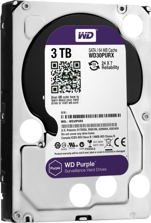 Actual product image WD Purple WD30PURX hard drive (3 TB, 3.5", CMR)