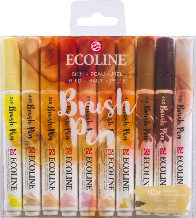 Immagine prodotto Talens Set di pennelli Ecoline 11509816 assortiti. Pelle 10 pezzi (Rosso pastello, Luce seppia, Seppia scuro, Seppia, Rosa pastello, Giallo pastello, Beige, Rosa beige, Albicocca, 10 x)