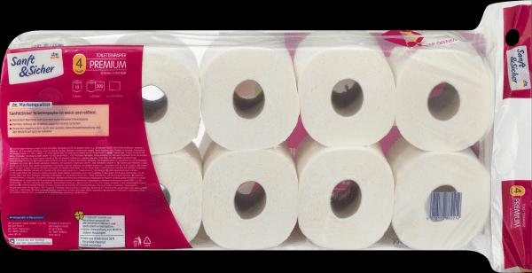 Produktbild dm Sanft&Sicher Toilettenpapier Premium 4-lagig (10x200 Blatt) (10 x)